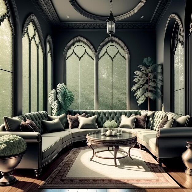 Gothic living room Generative AI