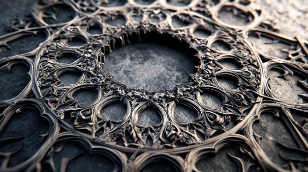 Photo gothic ornament round frame intricate design