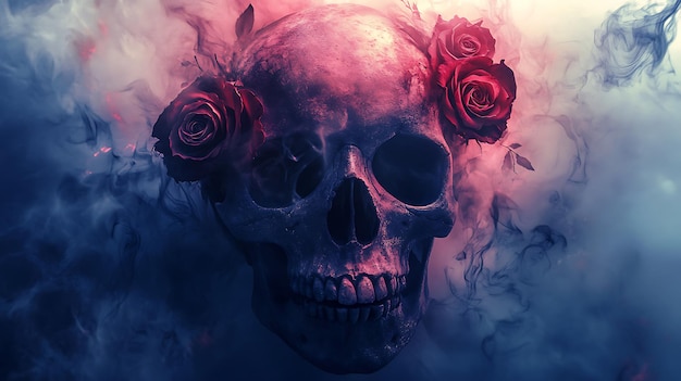 gothic skeleton with dark roses