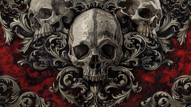 Photo gothic skull wallpaper detailed and spooky theme