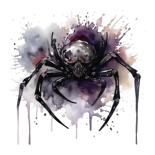 Gothic spider watercolor illustration