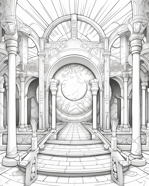 Photo gothic sundial printable coloring page