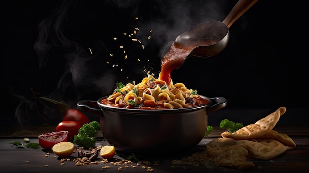 Goulash a soup or stew of meat and vegetables seasoned with paprika