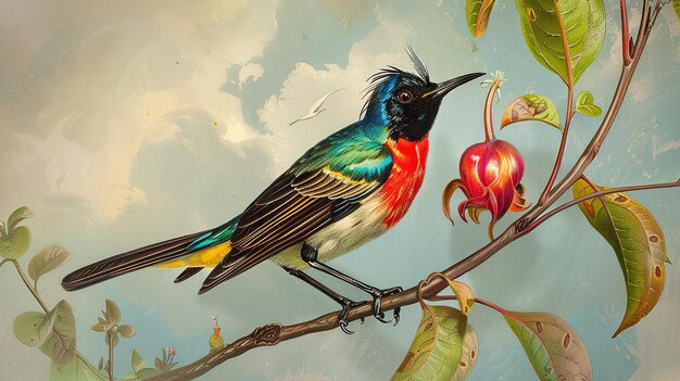 Photo goulds sunbird with its metallic plumage