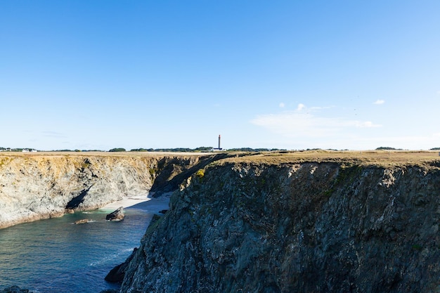 The Goulphar lighthouse of the famous Belle Ile en Mer island in France