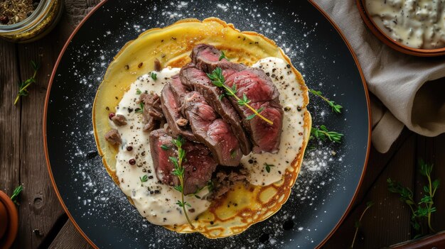 Gourmet Beef Crepes with Cream Sauce