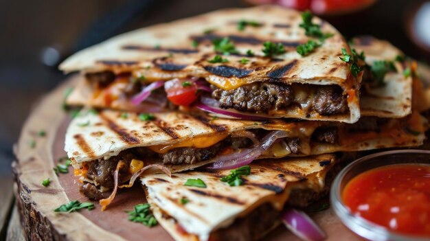 Gourmet Beef Quesadilla with Salsa Dip