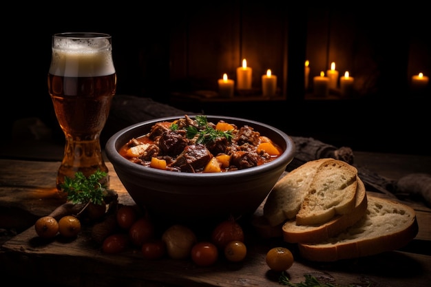 Photo gourmet belgian stew with a touch of beer delicious carbonnade flamande food photography