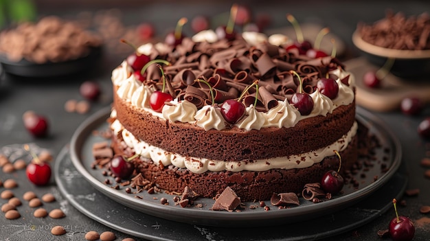 Gourmet Black Forest Cake with Whipped Cream