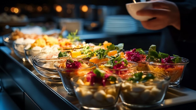 Photo a gourmet buffet a celebration of freshness and elegance