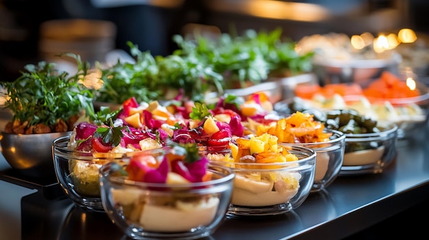 Photo a gourmet buffet a celebration of freshness and elegance