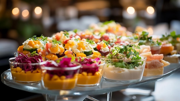 Photo a gourmet buffet a celebration of freshness and elegance