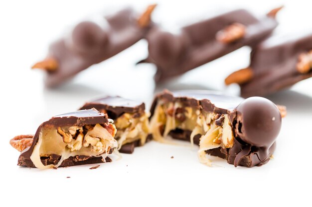 Gourmet Caramel Pecan Turtles made with milk chocolate and whole pecans.