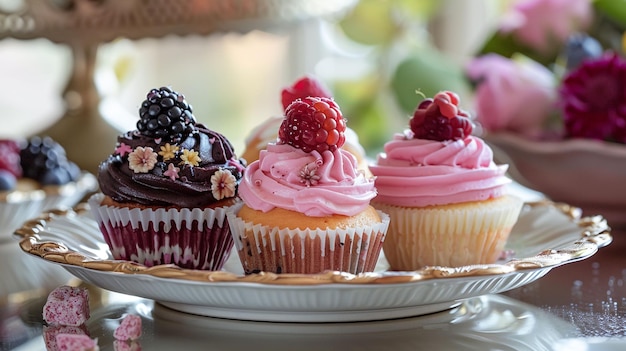 gourmet cupcaeks on a plate