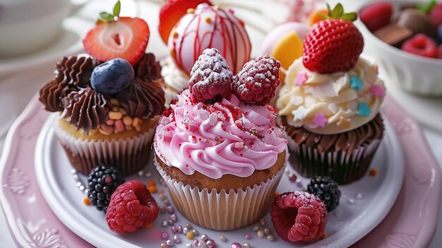 gourmet cupcaeks on a plate