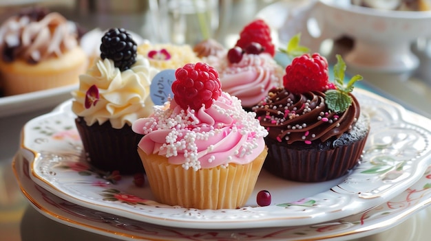 gourmet cupcaeks on a plate