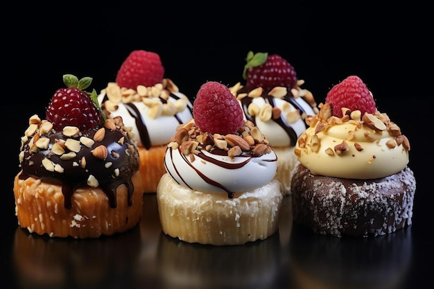 Gourmet Cupcakes with Nut Toppings yummy delicious cupcake food image