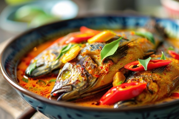 Gourmet Fish Curry with Fresh Herbs and Spices for Delicious Indian Cuisine