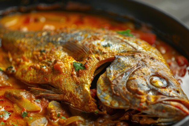 Gourmet Fish in Spicy Curry Sauce with Fresh Herbs for Authentic Indian Cuisine