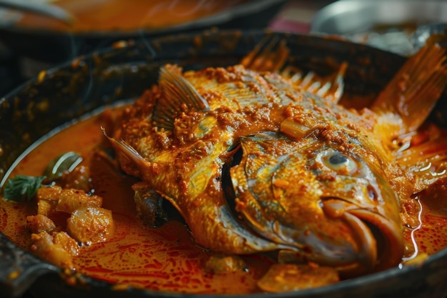 Gourmet Fish in Spicy Curry Sauce with Fresh Herbs for Authentic Indian Cuisine