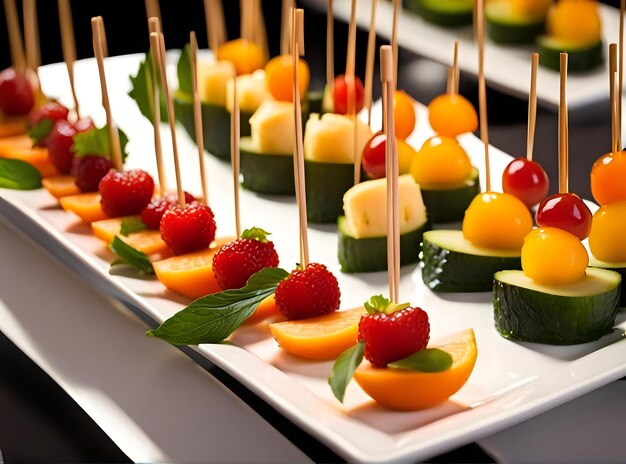 Photo gourmet food display ideas for a corporate event with appetizers