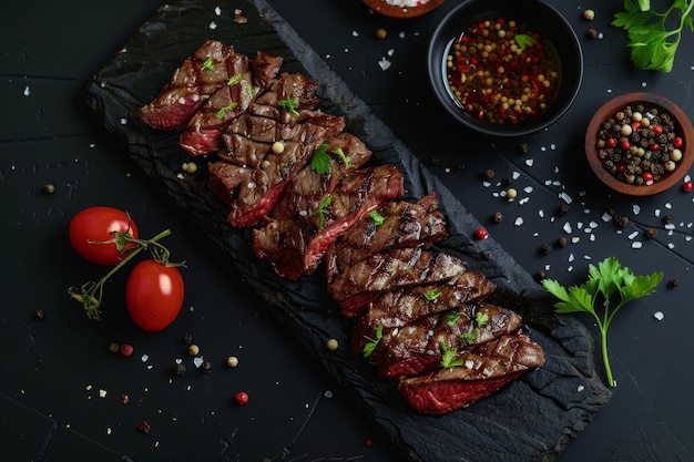 Gourmet Grilled Beef Steak on Dark Background