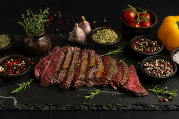 Gourmet Grilled Beef Steak on Dark Background