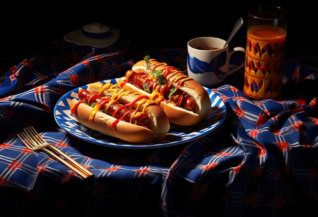 Gourmet hot dogs with various toppings served in a basket delicious food for food blogs