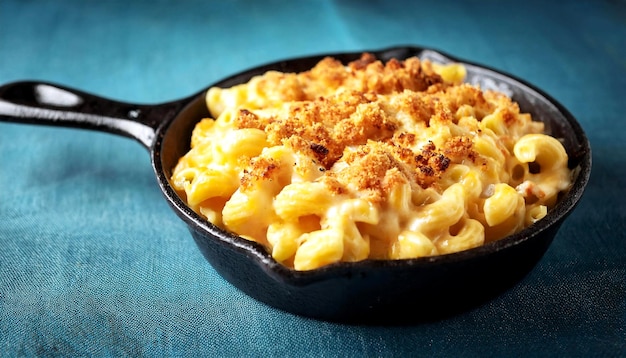 Photo gourmet mac and cheese in a cast iron skillet