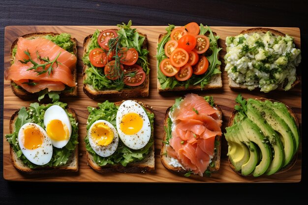 Photo gourmet open faced sandwiches