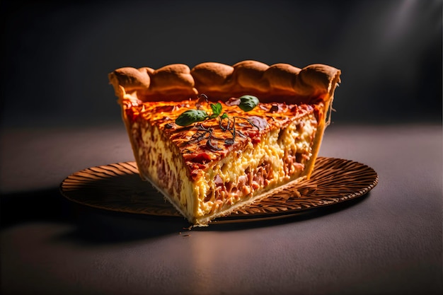 Gourmet Quiche Lorraine with bacon cheese and egg custard filling