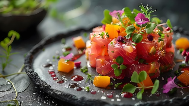 Gourmet Salmon Tartare with Fresh Herbs and Pomegranate Seeds for Elegant Catering