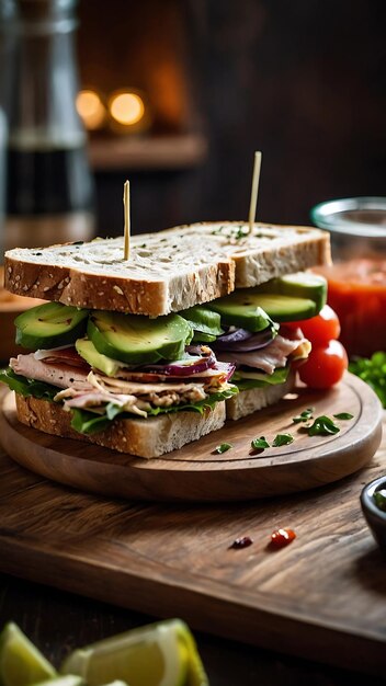 Photo gourmet sandwich platter with artisanal fillings