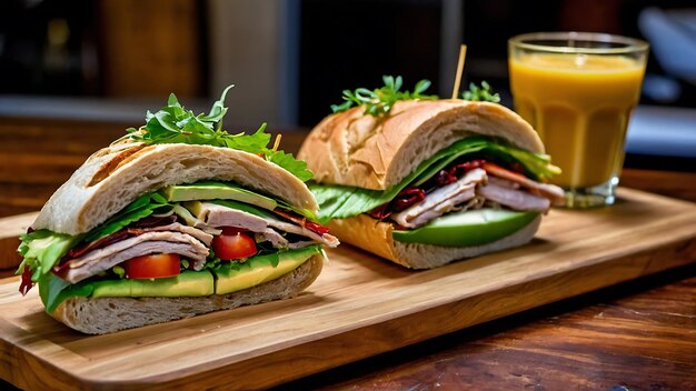 Photo gourmet sandwich platter with artisanal fillings