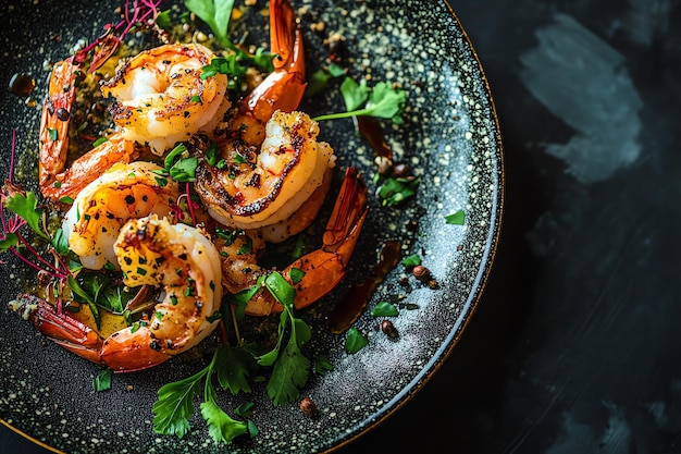 Gourmet Shrimp Dish with Herb Garnish Delicious Seafood Plate Perfect for Fine Dining and Coastal