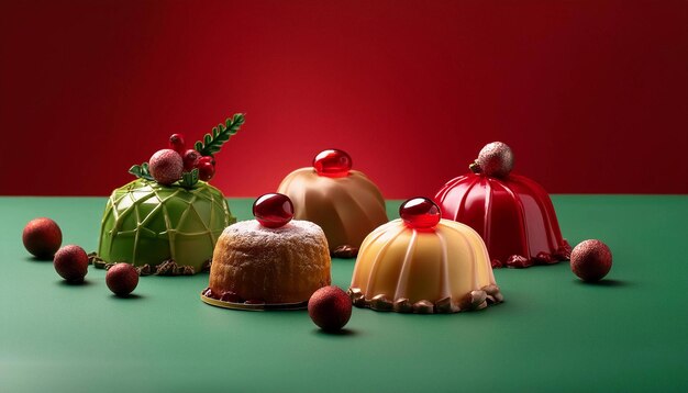 Photo gourmet sweets red green studio