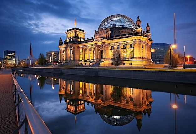 Government district Regierungsviertel at dusk