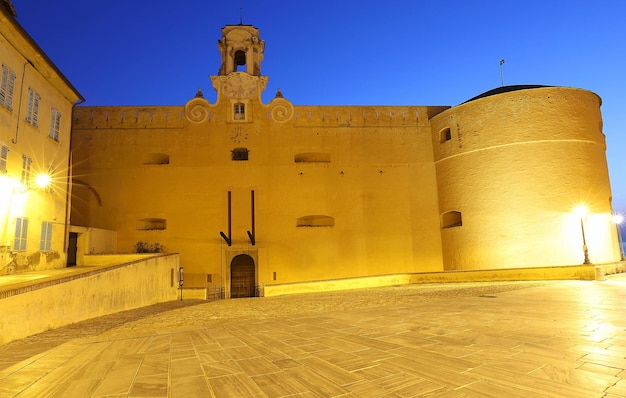 The Governors Palace in the citadel at night Bastia Corsica France