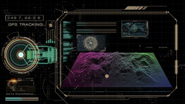 GPS tracking and position detection interface, 3d illustration rendering