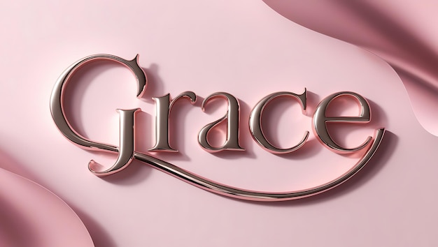 Grace elegant word on pink background 3d typography