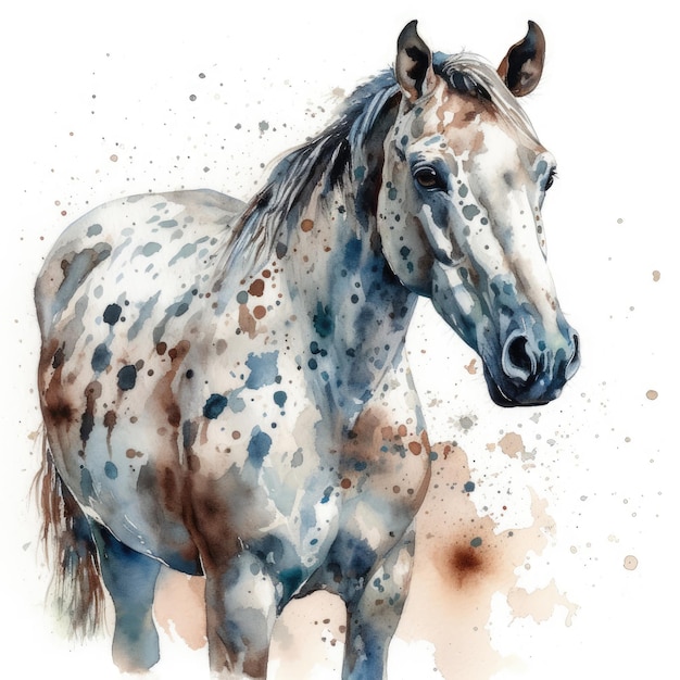 Graceful Appaloosa Horse in Watercolor on White Background