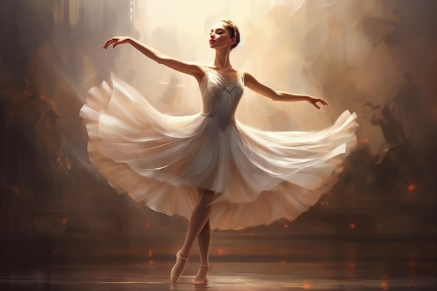 Graceful Ballerina in MidLeap Pose Generative AI