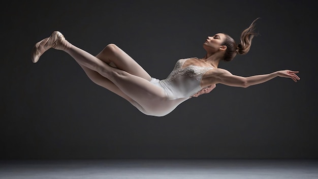 Photo graceful ballet dancer in midair leap