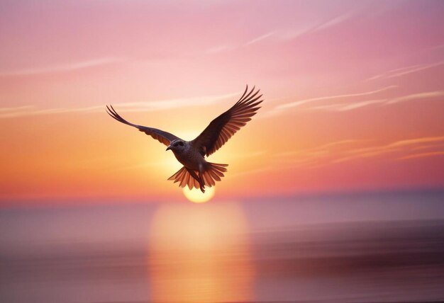 Photo graceful bird soaring through the clear blue sky capturing the freedom of flight and vast horizons