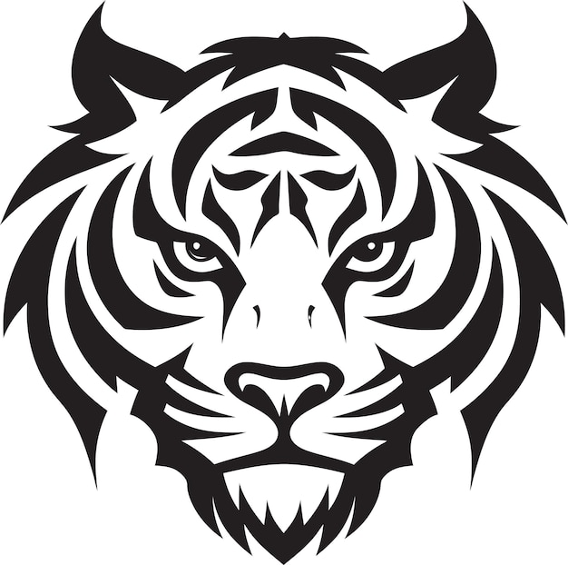 Graceful Black Tiger Logo Roaring Beast Mark