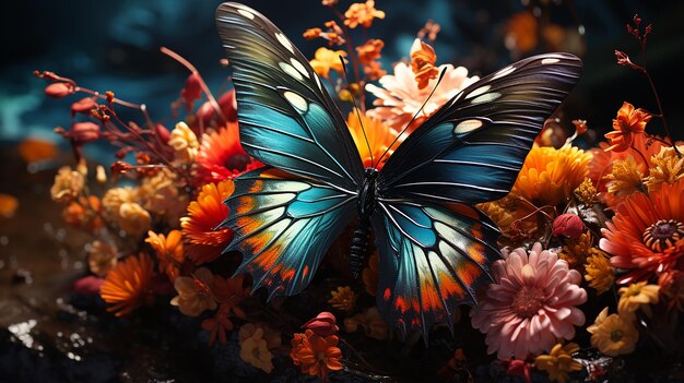 Graceful Butterfly Amidst Blooms