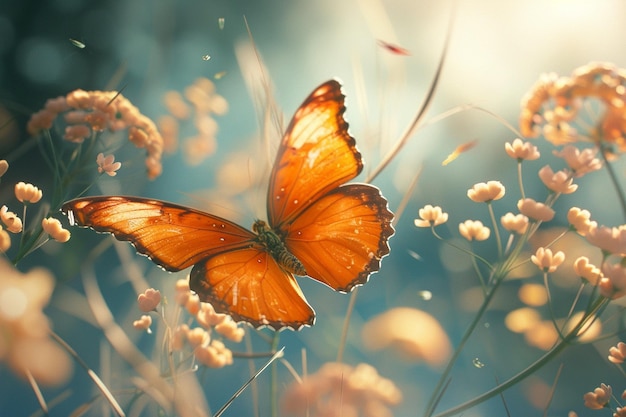 Graceful butterfly fluttering by