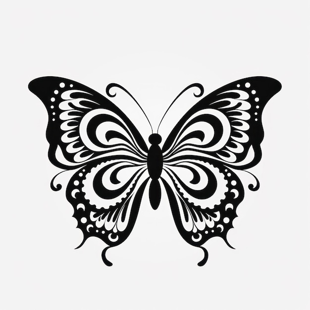 Graceful Butterfly Silhouette on a Black and White Background AI Generated