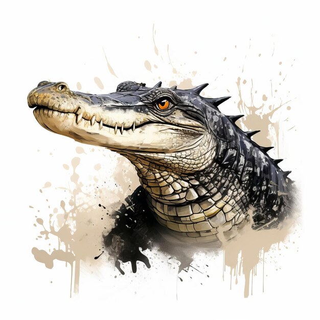 Graceful Caiman Line Drawing Illustration