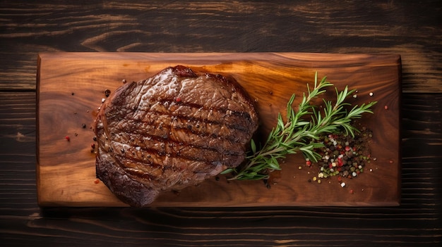 Graceful Curves Exotic Y2k Aesthetic Steak On Wood Table